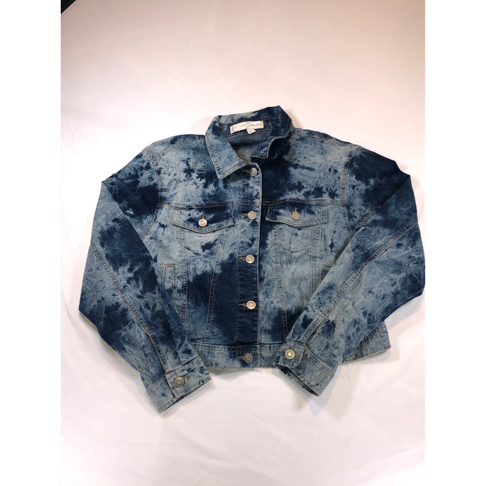 C. 1946 Denim Acid Wash Trucker Jacket Blue White Size L RN37080
